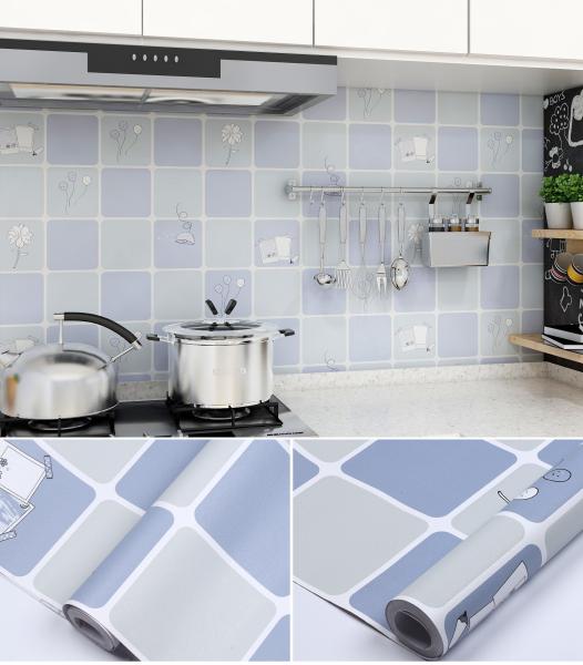 Modern Tile Mosaic Ceramic Wallpaper Roll for Kitchen Cupboard Cabinet Furniture Self Adhesive DIY Wall Stickers