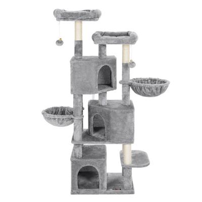 Large Cat Scratching Post Solid Three Caves Smoky Grey Color Long Durability