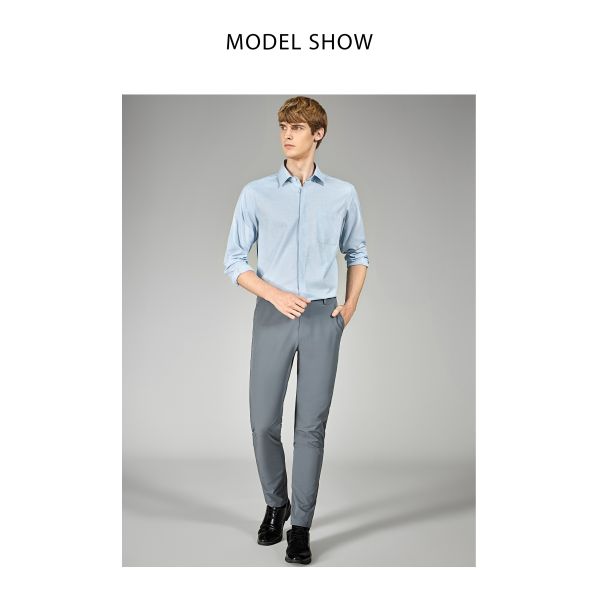 Covered Button Closure Type Long Sleeve Men's Clothing Dress Shirts for and Comfort