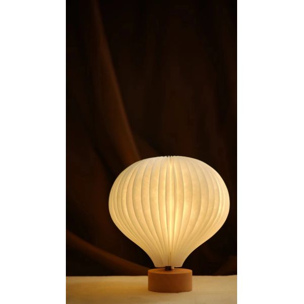 Wooden Nightstand Balloon Paper Lantern Lamp For Bedroom 3.7V