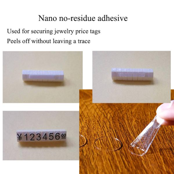 15*2 mm par 20 pièces par feuille Ruban adhésif acrylique double face pour cubes de bijoux