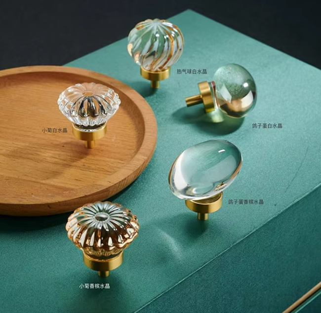 Pumpkin Round Crystal Single Small Knob Cabinet Furniture Drawer Handle Kitchen Hardware Brass Handle