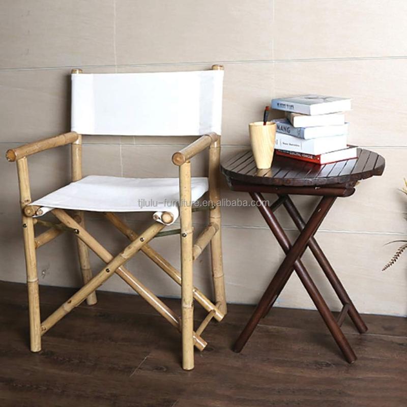 Outdoor Bamboo Wooden Director Chair Foldable Function for Beach Camping Bamboo Material Commercial Furniture