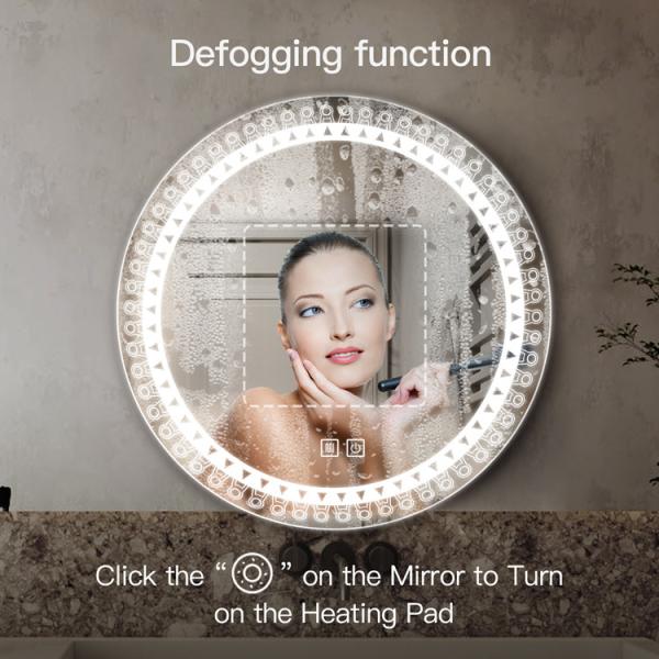 Luxury LED Toilet Mirror Copper Free Anti Fog Shower Mirror 5mm