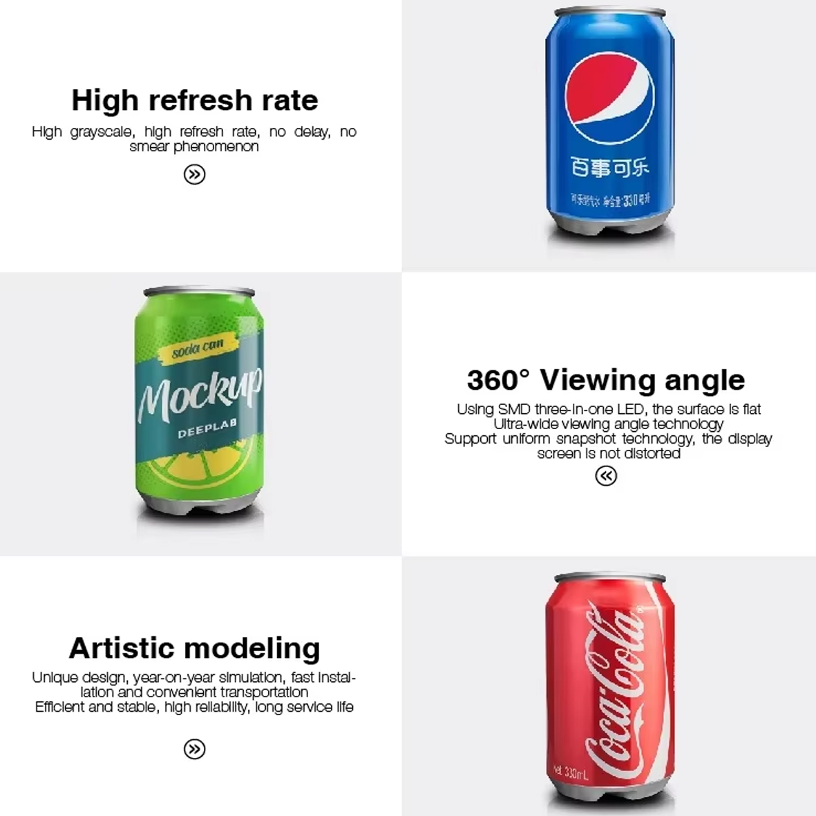 Creative Indoor/Outdoor Full Color LED Digital Poster Screen Soft Flexible Beverage Can Shape Special Beer Bottle for Retail