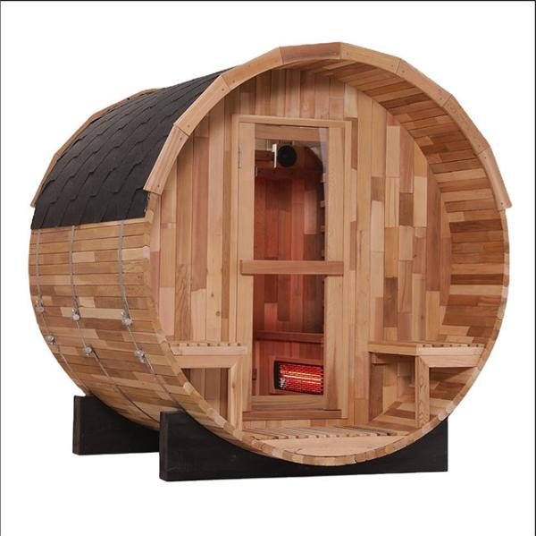 Outdoor Infrared Barrel Sauna Room with Wooden Handle