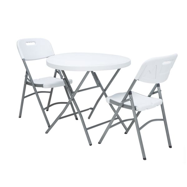 Mail Packing Portable Round Plastic Metal Folding Dining Table for Modern Design Style