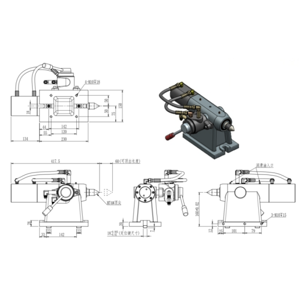 Easy Installation 4-Axis Automatic Center Tailstock Stability For Heavy Cutting Hydraulic Brakes