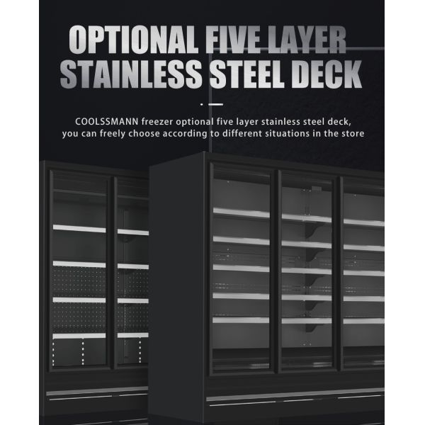 Супермаркет Коммерческая Вертикальная стеклянная дверь Вертикальная охладитель Витрина Холодильник Многоэтажный дистанционный