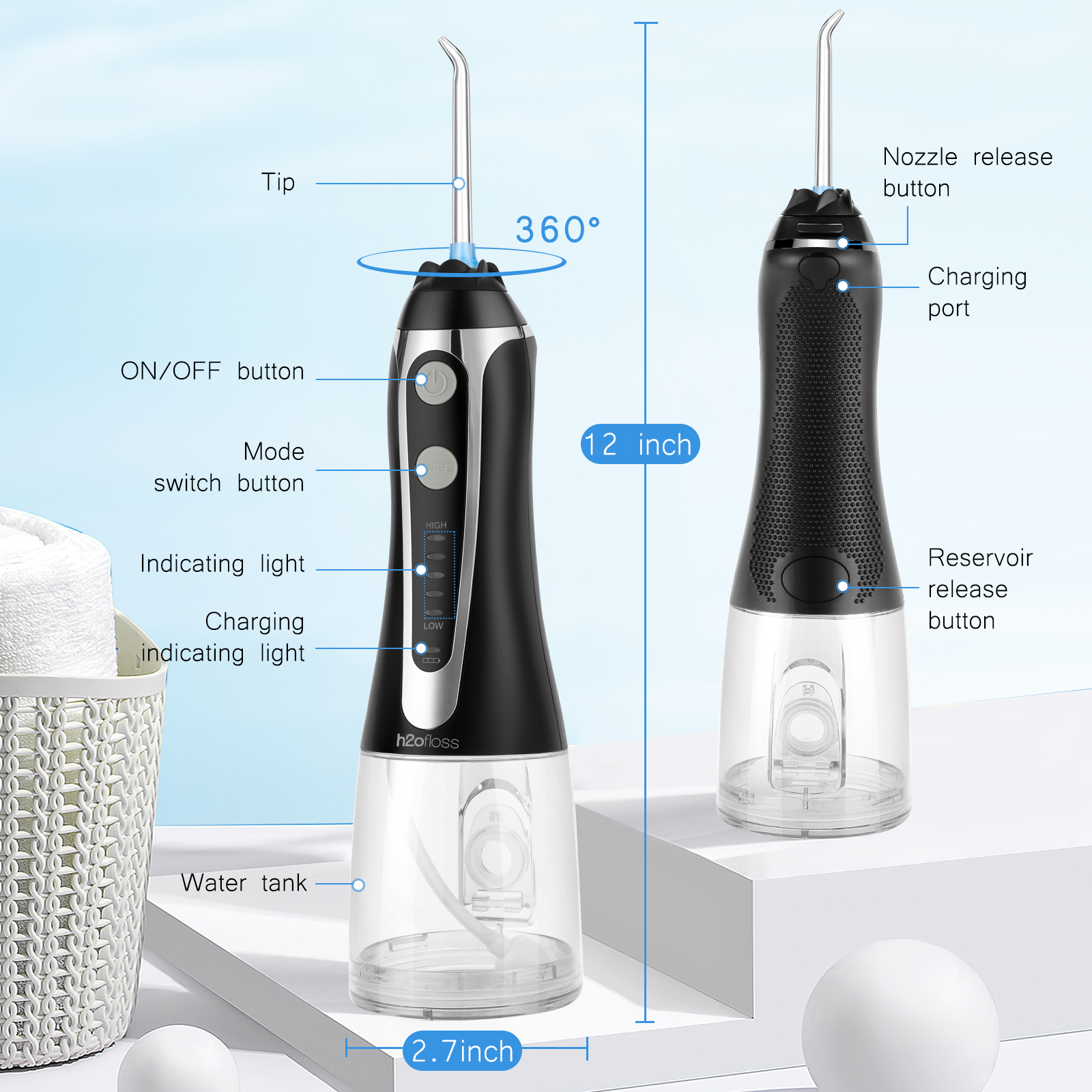 Батарея 2500mAh Flosser IPX7 бесшнуровой воды Electric зубоврачебная водоустойчивая работала