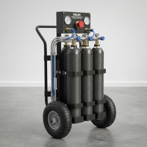 Fbcar Handcart Air Respirator with 4 Carbon Fibre Cylinders and 90m Working Radius on SUS304 Stainless Steel Cart