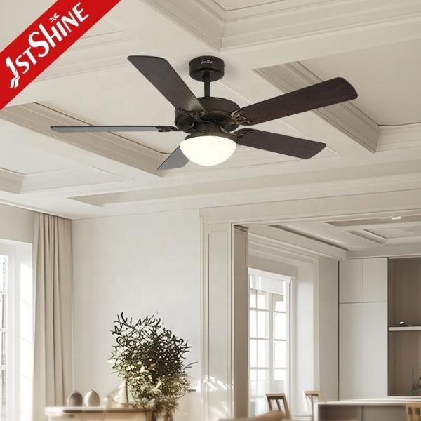 Controlo de parede 52 polegadas MDF 5 Blade LED ventilador de teto com luz dimmable design clássico