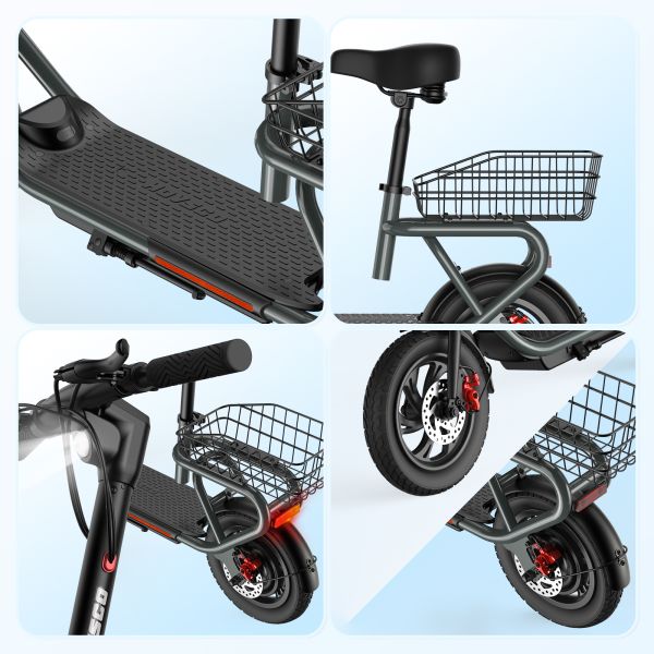 C10 12''*2.125 450W Folding Electric Mini Scooter with LCD Rear Brake 36v Foldable Bike Supply Lithium Battery