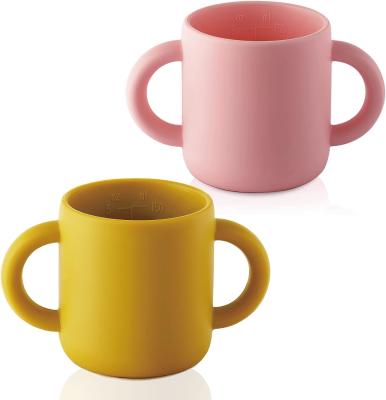 2 ears Silicone Training Cups for Baby and Kids, Toddler Learning Cups with Handles, BPA Free, Microwave and Dishwasher