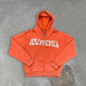 Factory Vintage Sun Faded Washed Thick Cotton Hoodies Custom Logo Men Distressed