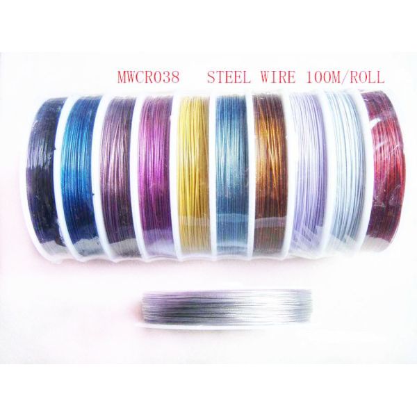Yellow / Blue / White Jewelry Making Steel Wire, Shamballa Bracelet Cord 0.38mm Diameter