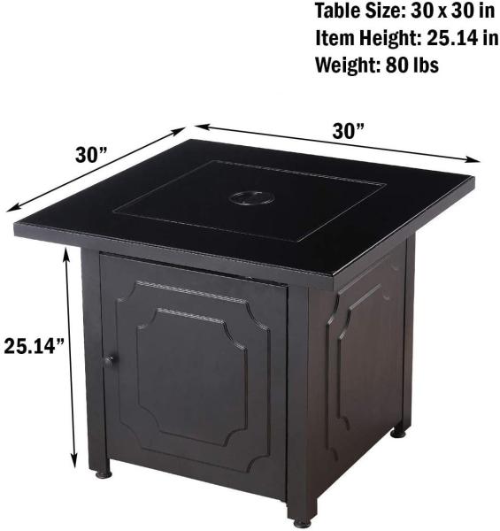 30'' Alloy Steel Outdoor Natural Gas Firepit 50,000 BTU Propane