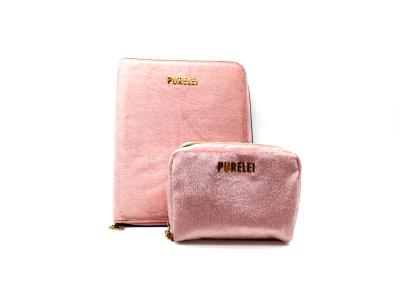 TPCH SGS PU Cosmetic Bag Velvet Custom Luxury Beauty Zipper Closure BM Emboss
