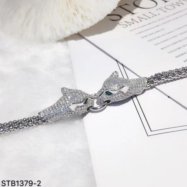 CZ Cubic Zirconia Animal Tiger Sterling Silver Bracelet Bangle Flexible Bangle Jewelry
