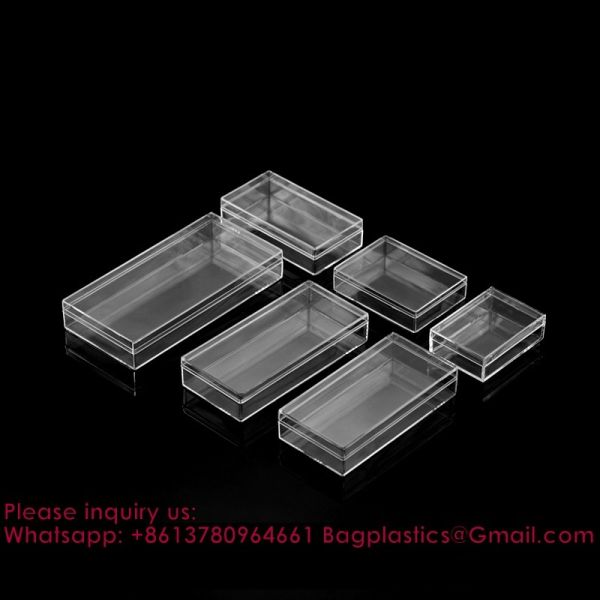 Acrylic Box Plastic Square Cube Clear PS Plastic Hinged Container Component Storage Box Food Storage, Gift Organizer, Component Containers Tool Boxes Clear