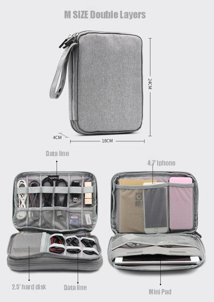 Double Layers Travel Gadget Organizer Electronics Accessories Carry Bag Digital Storage Bags