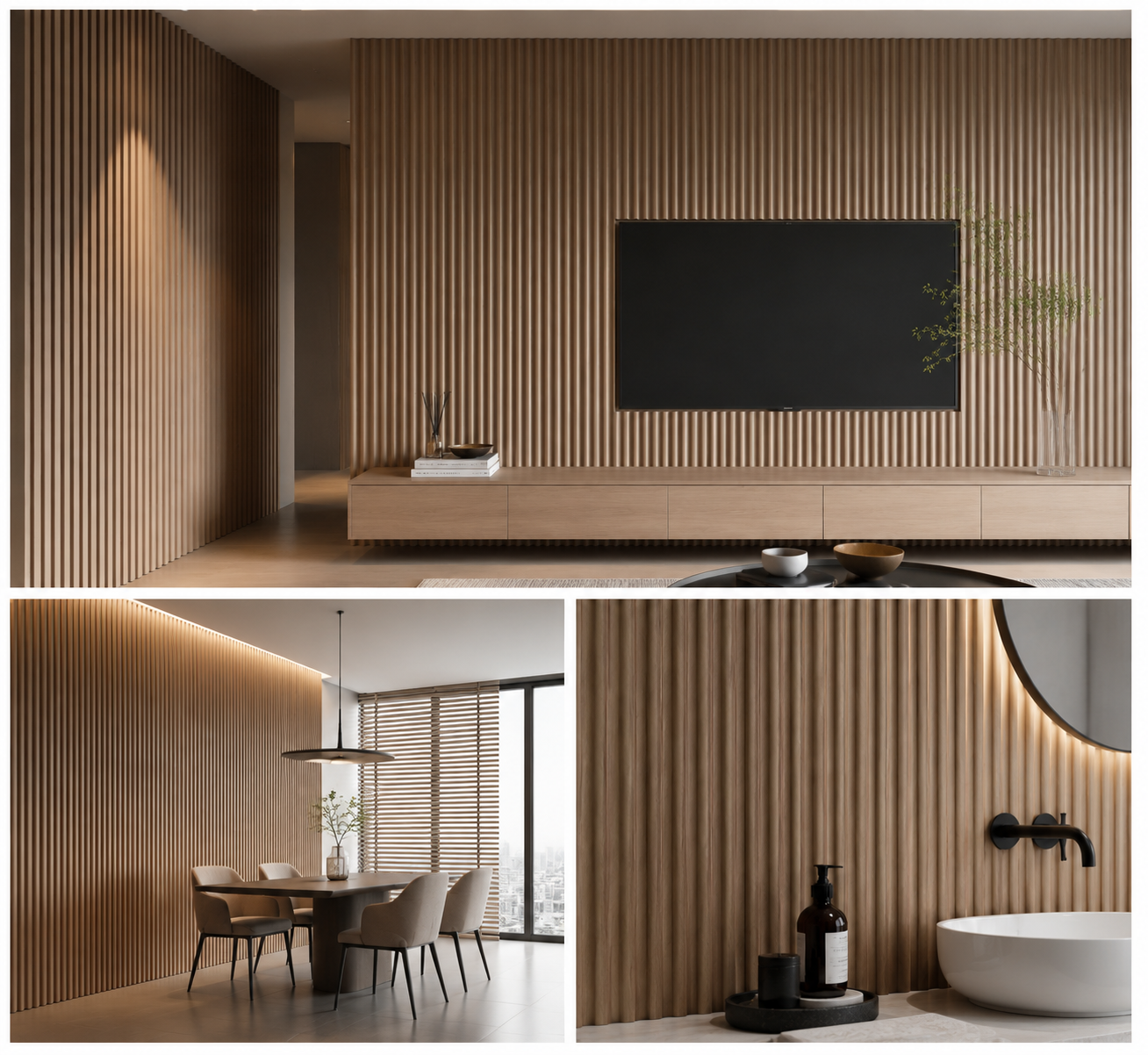 Hollow Concave Waterproof PVC Fluted Wall Panels Easy Install Cladding Design for Facade Showroom Applications