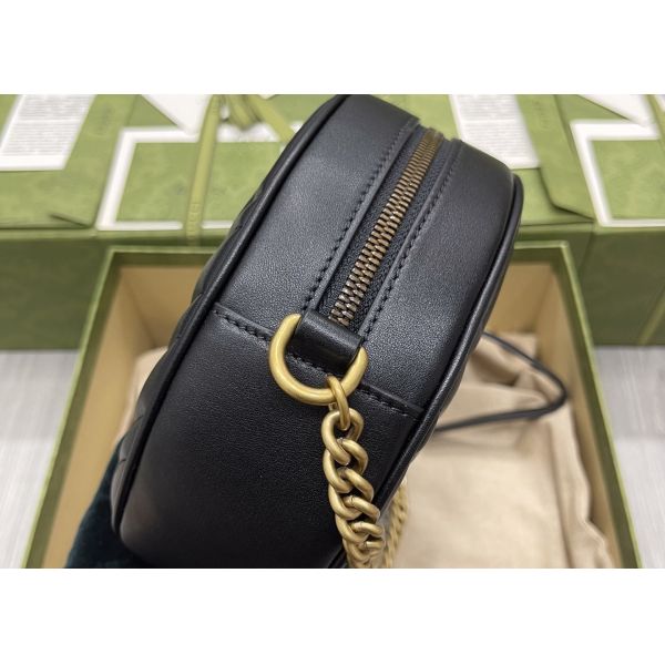 GG Marmont Wave Round Full Leather Chain Bag Soft Leather 18.5cm Length