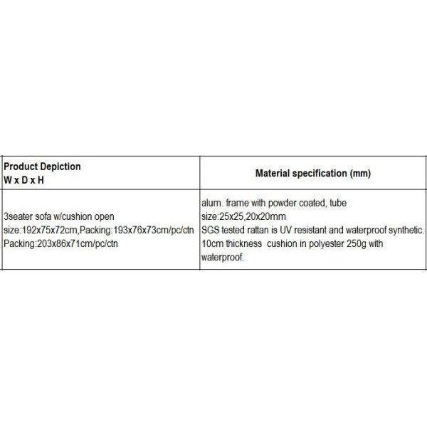1pc cane 3 seat sofa