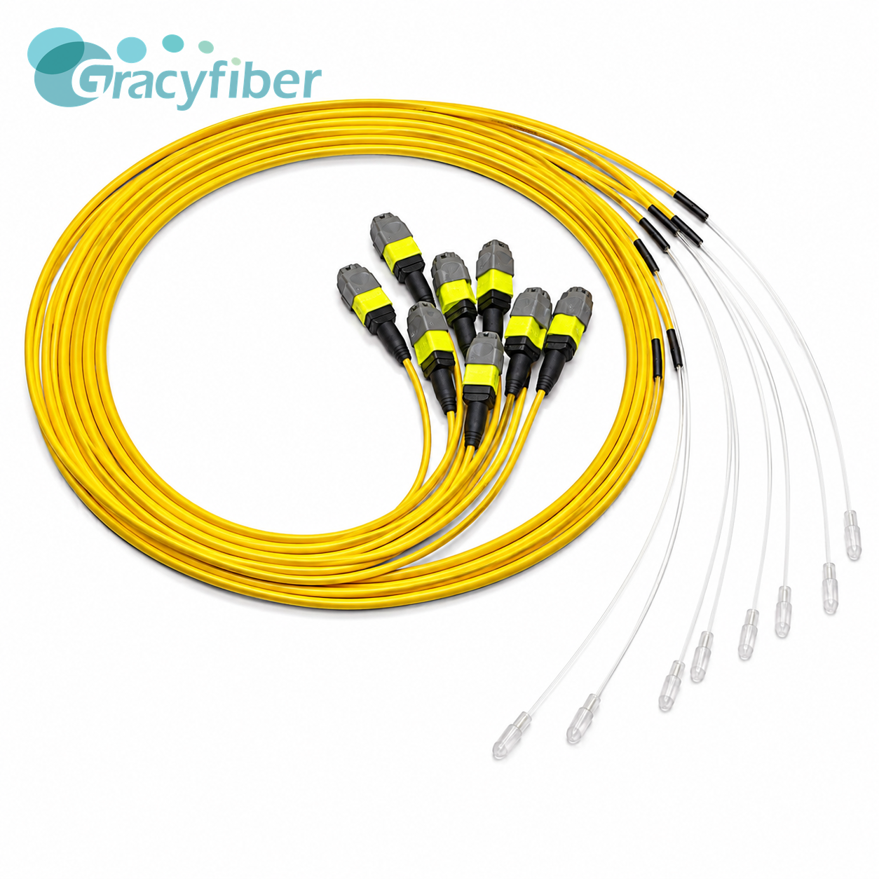 8CH SM Fiber Array 250um Pitch Lidless A0 Degree Corning SMF-28e 12F MTP APC Female Low Loss 1m Cable