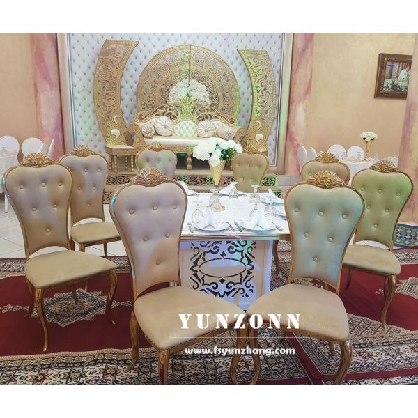 Luxury Royal Crown Head Wedding Chair Event Venue White and Gold Dining Chairs