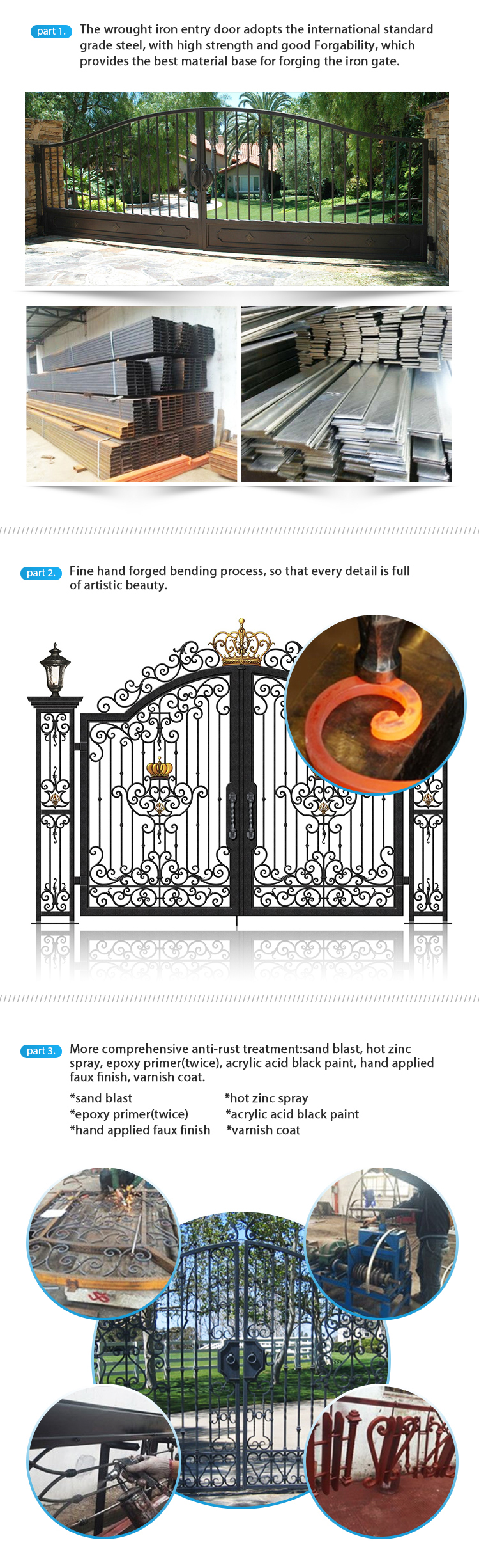 Дверь и ограждать безопасности дизайна чугунного главного входа ODM OEM новая