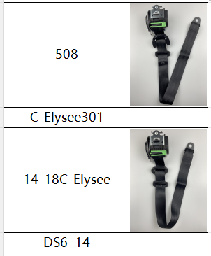 Black / Gray Three Point Seat Belts Replacement For Peugeot C-Elysee 301