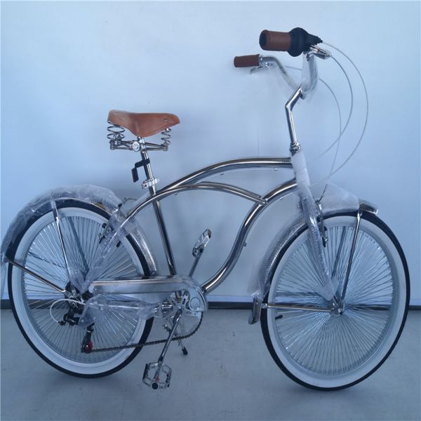 Adult 3 Speed 24 Inch 3.0 Inch Fat Tire Beach Cruiser Bike with Double Wall Alloy Rim