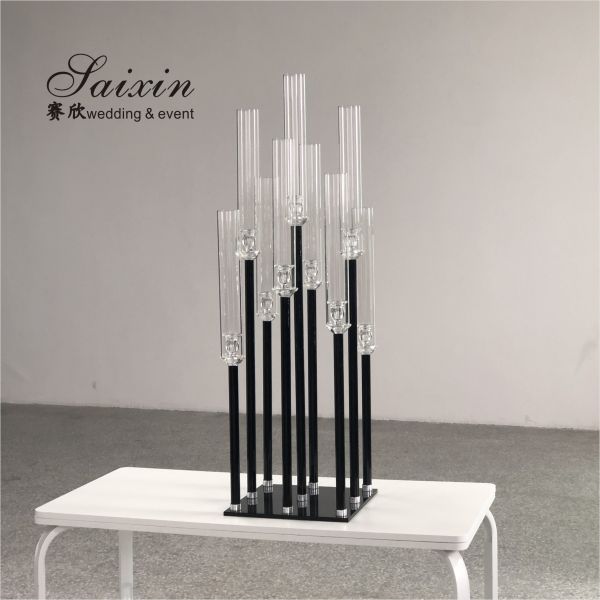 9 Branch Crystal Glass Candelabra Crystal Candle Stands For Home Decor 55CM