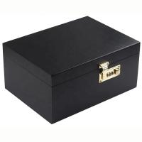 Customize Luxury Solid Wood Box  Eco-friendly Wooden Decorative Boxes with Hinged Lid Black Wooden Box