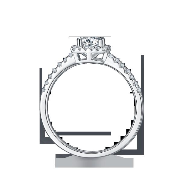 White Grandeur Custom  Square Design Moissanite Diamonds Pave Engagement  For Women Ring