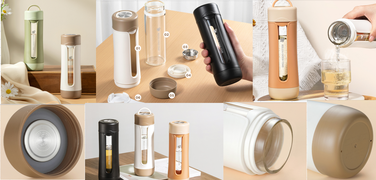 Double Wall Borosilicate Glass Tea Strainer Bottle 325ML