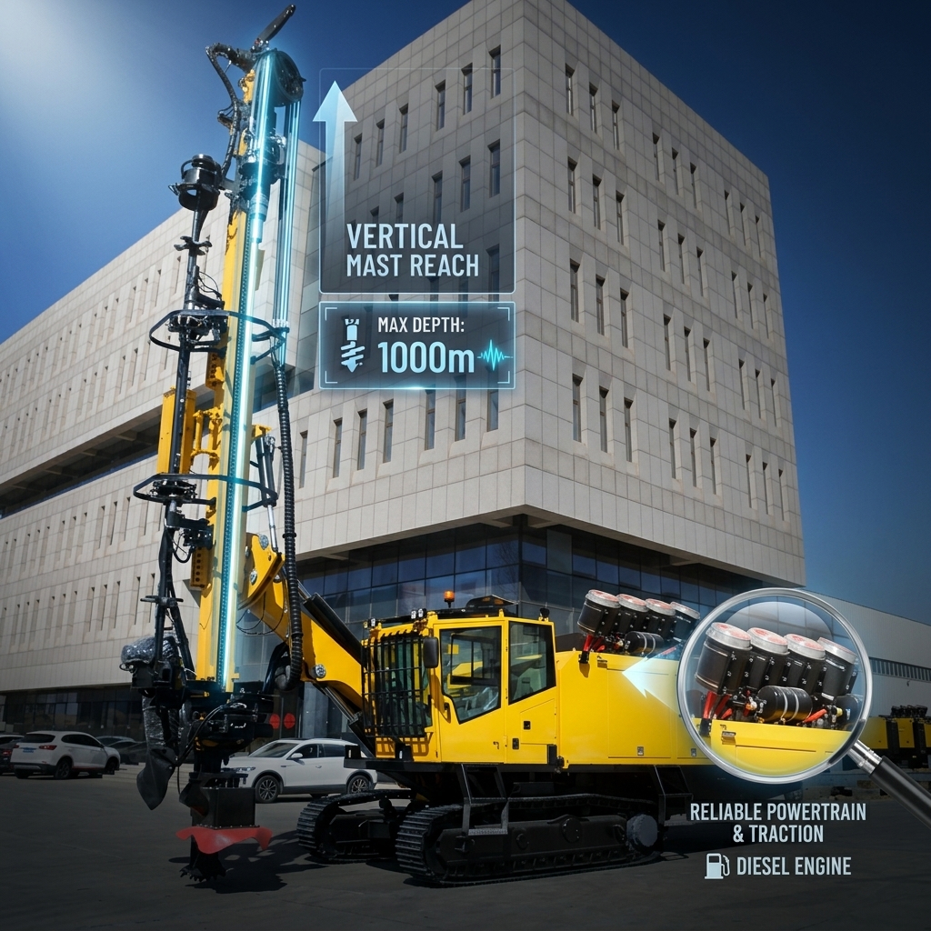 JK850 Diesel Engine Water Well Drilling Rig  850m Depth Rotary Table Borehole Drilling Equipment