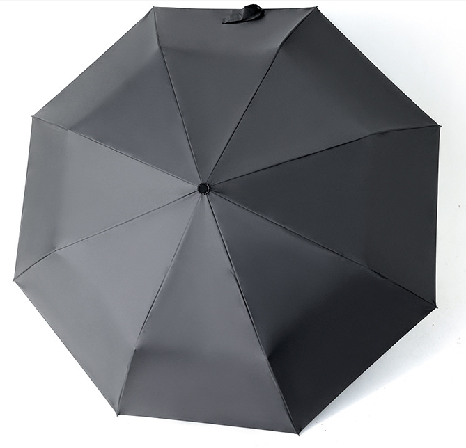 8 Ribs Fiberglass Automatic 3 Fold Umbrella With Wood Handle