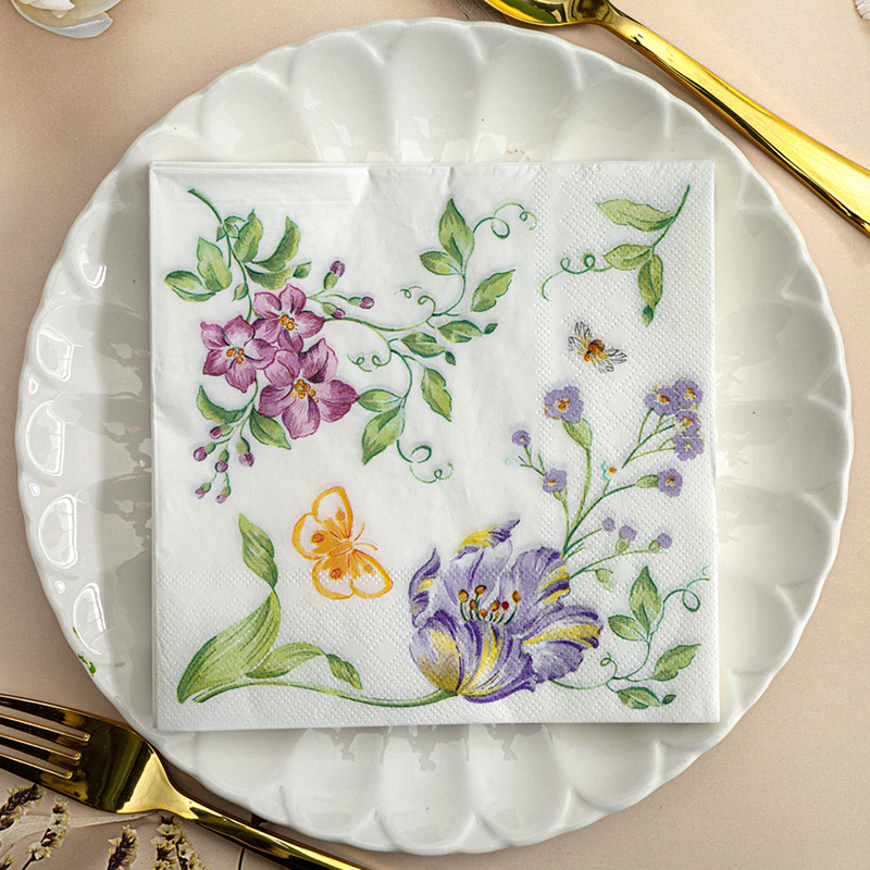 Colorful Eco Printed Napkins Custom Multi Color Printing Hotels Parties Commercial Use