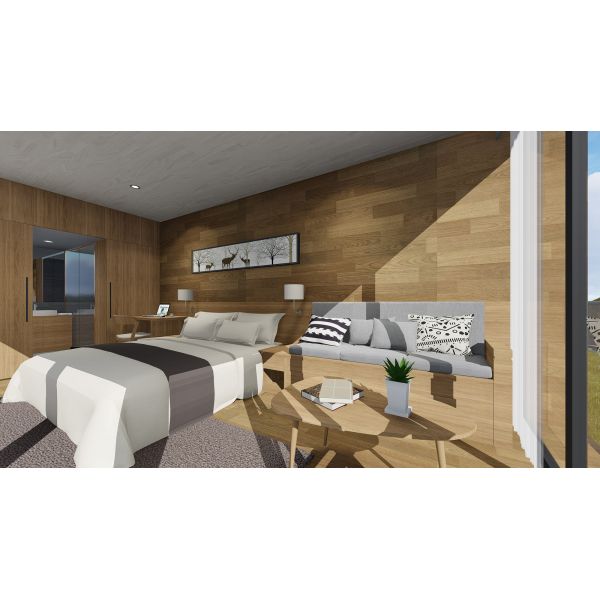 Префаб Моонбокс современный расквартировывает стиль праздника с деревянным интерьером панели