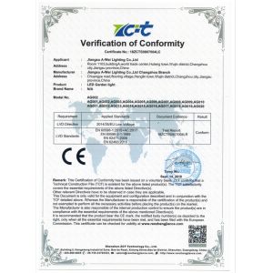 Jiangsu A-wei Lighting Co., Ltd. Сертификации