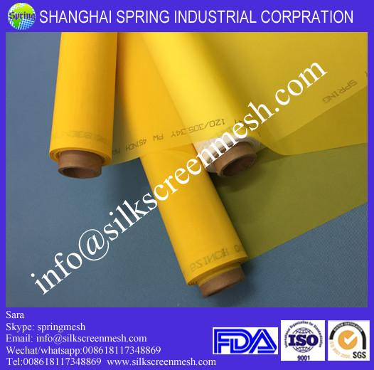 100% polyester monofilament screen printing mesh 72T white/yellow 55 micro silk screen mesh
