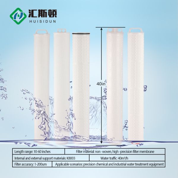 40 Inch 0.1 Micron Large Flow Pleated Water Filter Element for Industrial Filtration