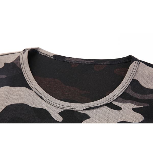 Summer Cotton Camo Print T Shirt , Men Casual Short Sleeve Vest
