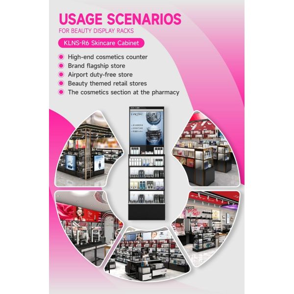 KLNS-R6 40mm Thick Soft Film Light Box Skincare Display Cabinet with 5mm White Glass