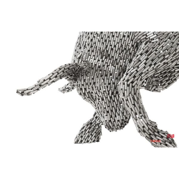 Custom Metal Animal Statues Modernistic Life-Size Stainless Steel Bull Pipe Sculpture
