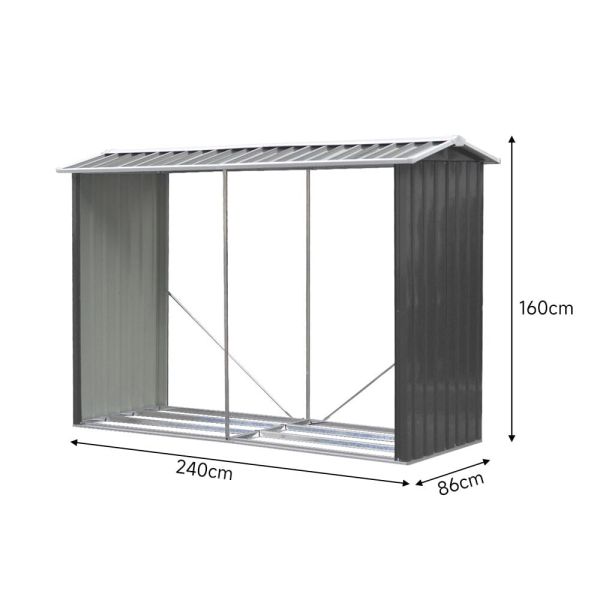 AJUNION Metal Outdoor Firewood Log Rack Shed for Easy Assembly and Garden Storage