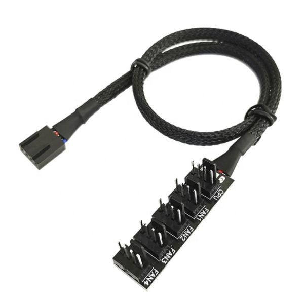 1 to 5 Ways 4 Pin Splitter PWM PC Fan Hub Power Supply Cable for ATX Computer Case 4 Pin and 3 Pin Cooling Fans