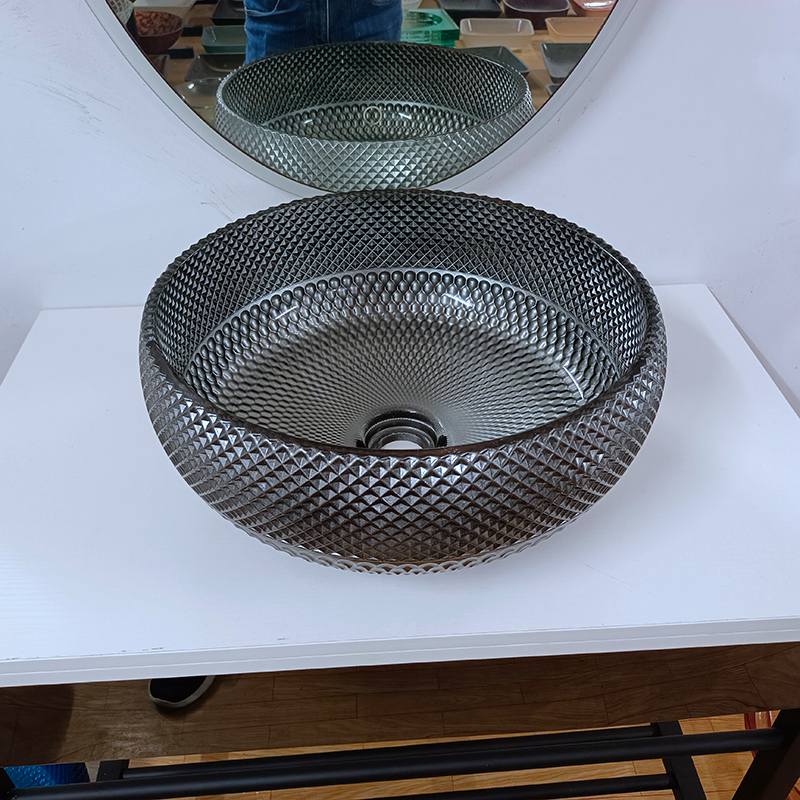 шар раковины Bathroom итальянского дизайна 180mm серебряный вокруг таза мытья голубой столешницы встречного